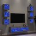 Maison Exclusive - Mur de salon, 8 pièces, avec éclairage LED, aspect béton, gris, bois composite