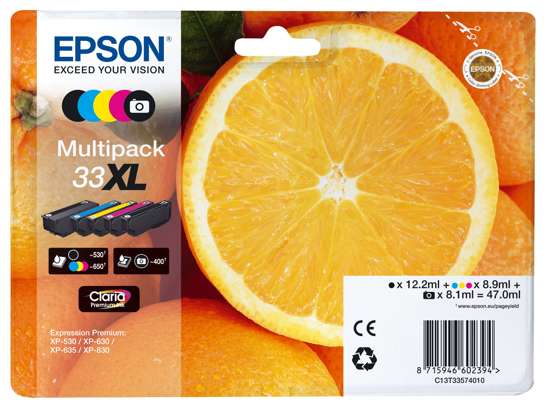 Epson 33XL Claria Premium Ink Multipack - Original - 5-colors