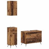 vidaXL - 3-delig - badkamerkast - set - BREDA - Oud - hout - Bewerkt - hout