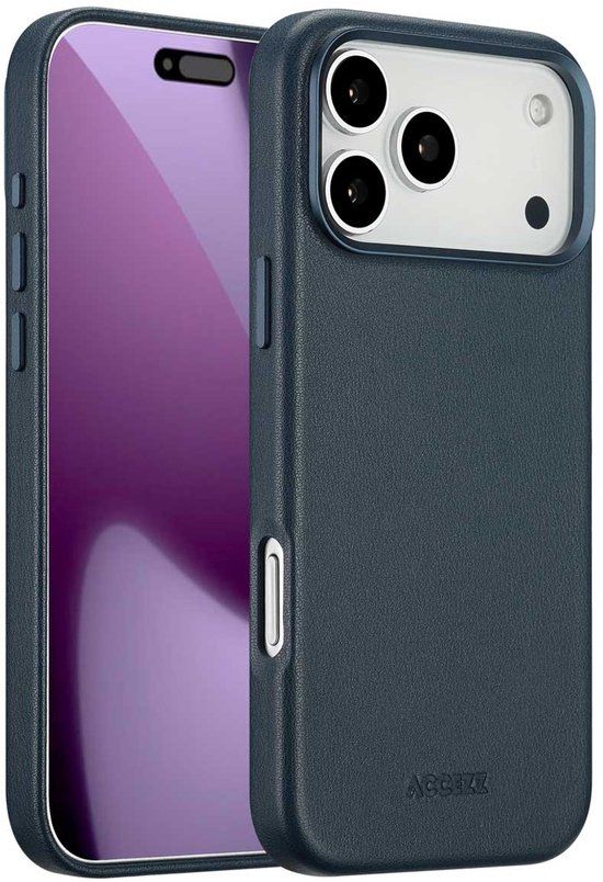 Accezz Leather Backcover Geschikt voor iPhone 17 Pro Max - MagSafe - Nightfall Blue