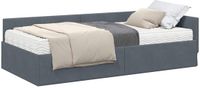 vidaXL Cadre de lit d'angle avec matelas gris foncé velours 100 x 200 cm