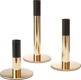 Goebel Kandelaar Set Goud / Zwart Metaal 21cm