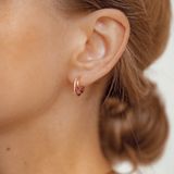 Hey Happiness Dubbele Hoepel Oorbellen Dames 925 Zilver 18K Verguld – Met Zirkonia Steentjes – Roségoud