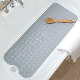 TreeBud Badmatten voor douchebad, antislip badmat 95 x 40 cm, extra lange douchemat, badmat voor badkamer met machinewasbaar, BPA-vrij voor kinderen (grijs)