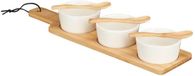 Kinvara Serveerplank set schaaltje/kommetje - 7 delig - porselein/bamboe - 3 lepeltjes - borrelen