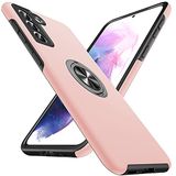 Anqrp Case for Samsung Galaxy S21 5G, [Embedded Stand] Heavy Duty Multilayer Ring Protective Case for Samsung Galaxy S21 (6.1 Inch), Pink