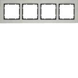 Hager B7 - frame 4 elementen horizontaal roestvrij staal antraciet mat