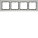 Hager B7 - frame 4 elementen horizontaal roestvrij staal antraciet mat