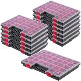 KADAX K6548 Organizer gereedschapskist van kunststof magazijn voor kleine onderdelen met transparant deksel magazijn voor kleine onderdelen in verschillende maten assortimentsdoos (40x30cm / 12 stuks)