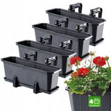 KADAX Bloembakset, set van 4 x 40 cm, antraciet