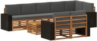 vidaXL - Bank loungeset - Massief acaciahout - Natuurlijk en antraciet - 4 zitplekken