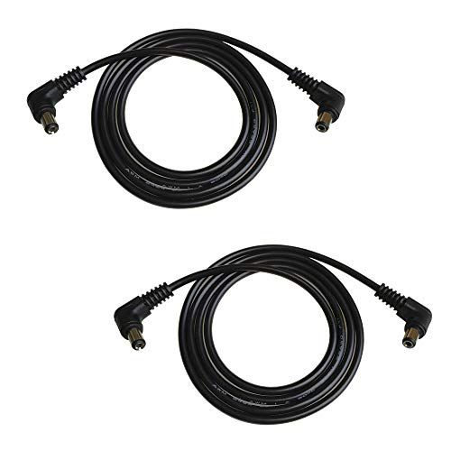 DZYDZR 2 stuks 2,1 mm x 5,5 mm stekker op 2,1 mm x 5,5 mm stekker L type DC verlengkabel zwart 22 AWG koperdraad (1 m)
