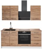 Vicco Eenpersoonskeuken Fame-Line, Goudkleurig Eiken/Wit, 190 cm, WB Eik