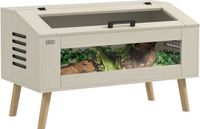 PawHut Terrarium für Reptilien, 140L Reptil Fütterungsbox mit gehärteten Glasfenstern, Deckel, Beine, Reptilienzuchtbox für Amphibien, Spinne, Eiche, 100 x 50 x 60 cm
