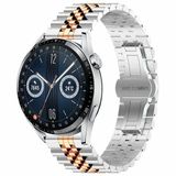 By Qubix Qubix Stalen band - Zilver / rosé goud - geschikt voor Huawei Watch 5 - 46mm