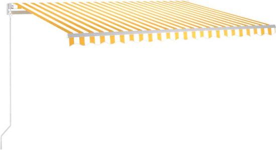vidaXL Luifel handmatig uittrekbaar 450x300 cm geel en wit