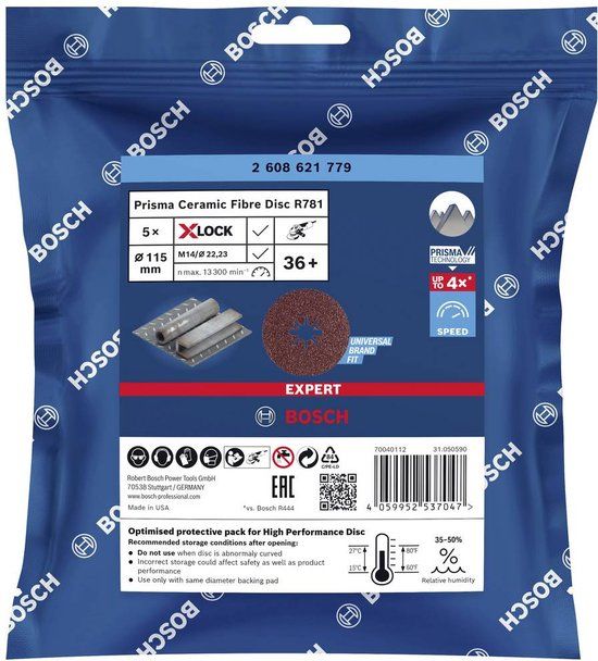 Bosch Professional 2608621779 Fiberschijf Ø 115 mm Korrelgrootte: 36 5 stuk(s)