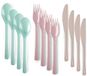 Plasticforte Bestek set van kunststof - 12x stuks - herbruikbaar plastic - 19 cm - Multi pastel