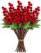 Gerimport Kerststukje stekertje - 25x - tak met besjes - rood - 20 cm
