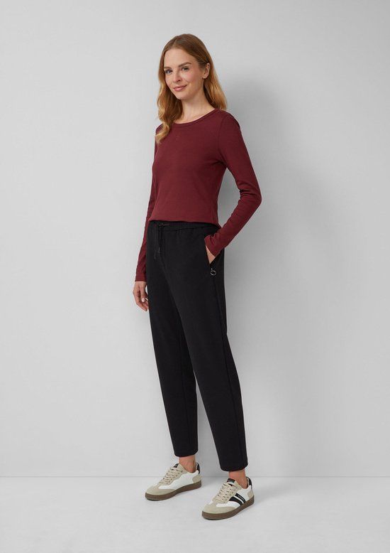 s.Oliver Broek Zwart Polyester Geruit Regular Fit Vrouwen Maat 34