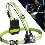 Merkloos / Sans marque HORCONDORM S.R.L. Hardlooplamp, 500 lumen, USB-oplaadbaar, 90 graden verstelbaar, borstverlichting, met dubbele riem, reflecterende strepen, voor joggen, kamperen, outdoorsporten