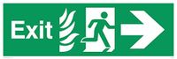 Viking Signs SG690-L41-1M Vuurbord "Exit", Pijl naar rechts, 1 mm Semi-rigide kunststof, 150 mm H x 450 mm W