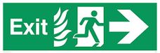 Viking Signs SG690-L41-1M Vuurbord "Exit", Pijl naar rechts, 1 mm Semi-rigide kunststof, 150 mm H x 450 mm W