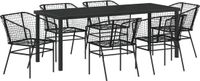 vidaXL Tuinset, 7-delig, zwart, polyrotan