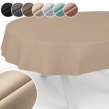Mila-stof, Mila Tafelzeil, Afwasbaar, Jacquard, Teflon Gecoat, Ovaal, 180 x 140 cm, Beige