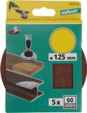 Wolfcraft - 5 pièces - Grain 60 - Disque abrasif auto-agrippant fixoflex, pour bois/métal - 2213100