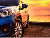 Merkloos / Sans marque Poster - Luxe Blue Car at Sunset - 80x60cm Matte Paper Print