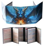 OEM DM-scherm, 4 panelen, 3D-blauw draak, D&D 5e