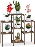 Merkloos Relaxdays plantenrek staand - binnen - 7 etages - 86x95x29 cm - bruin