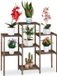 Merkloos Relaxdays plantenrek staand - binnen - 7 etages - 86x95x29 cm - bruin