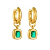 Lucardi - Dames Stalen goldplated oorknop vintage vierkant groen