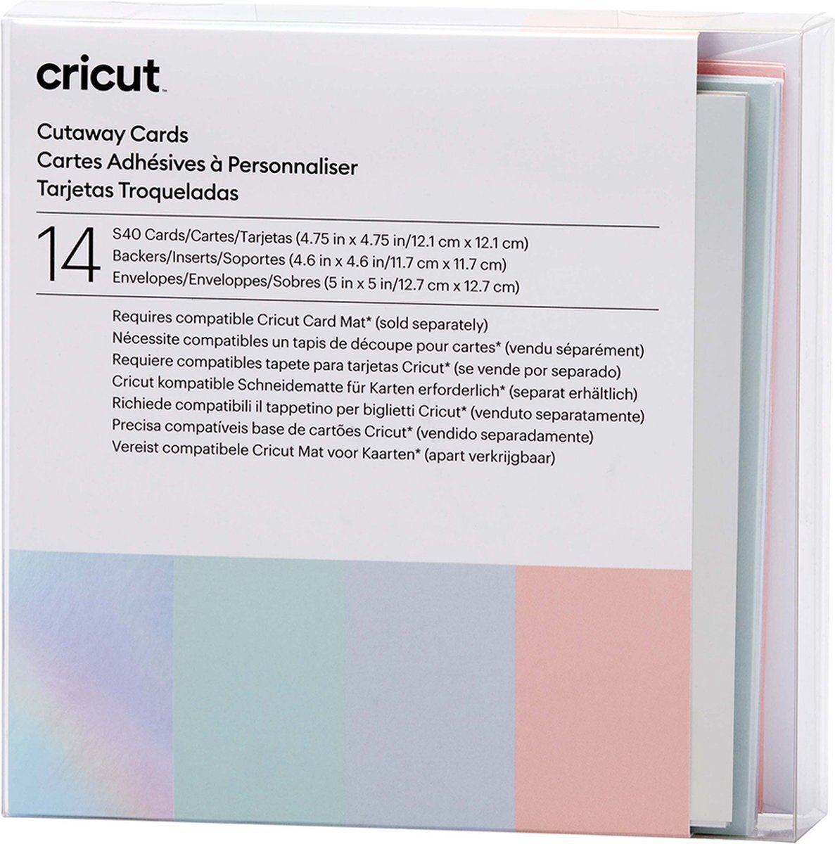 CRICUT Cut-Away Cards Pastel S40 (12,1 cm x 12,1 cm) 14-pack