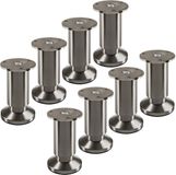 Sotech 8 pièces pieds de meuble TERRA hauteur 100 mm aspect inox brossé hauteur réglable jusqu'à max. 15 mm, charge max. 250 kg / par pied
