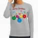 Bellatio Decorations Kersttrui / sweater dames - kerstbal - lichtgrijs - kerstpoes / kat - Merry Christmas M