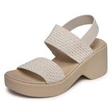 SKECHERS Cali Day sandalen met hak voor dames, Off White Woven Gore, 38 EU
