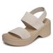SKECHERS Cali Day sandalen met hak voor dames, Off White Woven Gore, 38 EU