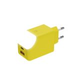 Adapter Xoopar Adapter met Dubbele Poorten Snelladen 65W - USB- en USB-C-poort - Ideaal voor het Opladen van Telefoons, Tablets en Computers - Met Aan/Uit Touch-lampje - Xoopar ICE-G Geel
