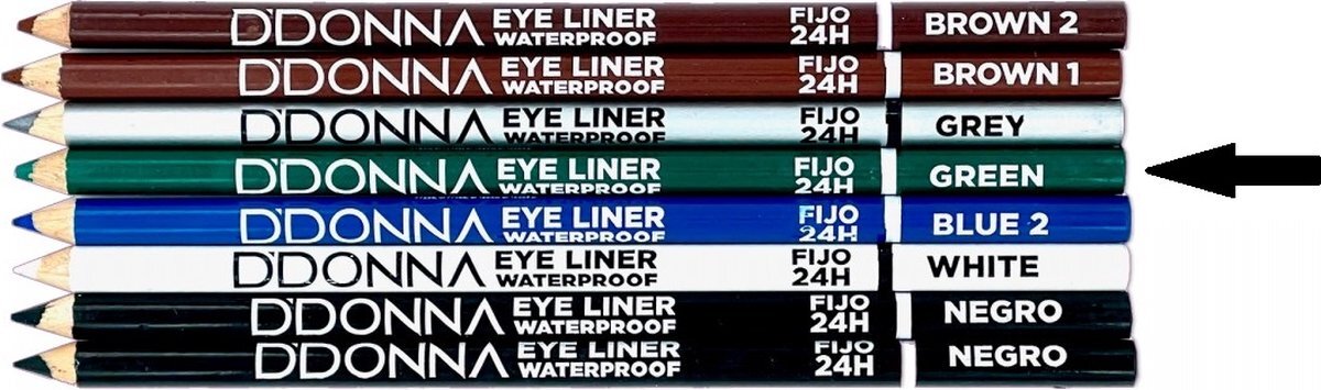 D'donna - Extra lang oogpotlood met puntenslijper - Groen / Eye Liner - Green - Waterproof - 1 stuks