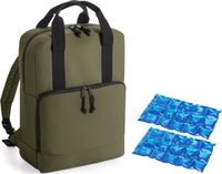 Bagbase Koeltas rugtas/rugzak groen met 2 stuks flexibele koelelementen 16 liter