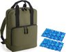 Bagbase Koeltas rugtas/rugzak groen met 2 stuks flexibele koelelementen 16 liter