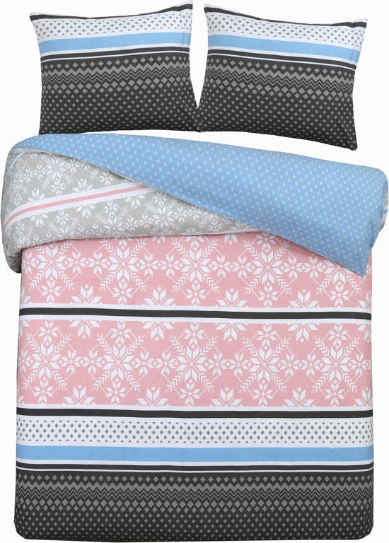 Day Dream Mette Dekbedovertrek - Flanel - Tweepersoons - 200x200/220 cm - Blauw