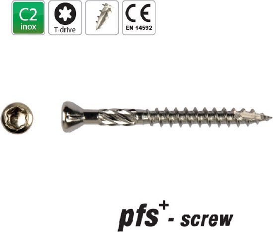 PFS Houtschroeven - 5x50mm Deeldraad Torx - 20 stuks - RVS