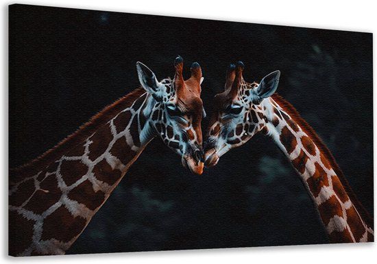 Merkloos / Sans marque Canvas schilderij Giraffen portret - 60x40 cm