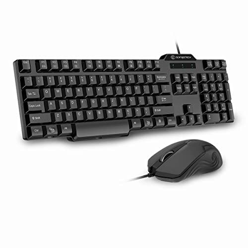 GOFREETECH Bedraad toetsenbord en muis combo, computer USB Office Keyboard met 6 voet USB-kabel en 3 knop muis, ondersteuning Windows 10/8/7/Vista/XP, Mac, Linux, Zwart, (toetsenbord en muis)