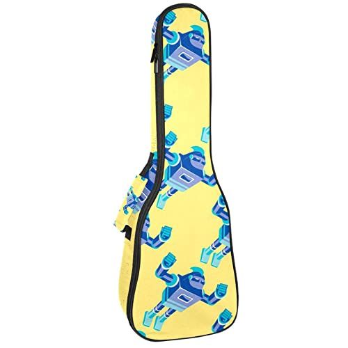 Mersov Tenor Ukulele Gigbag Waterdichte Ukelele Case Gewatteerde Rugzak, Geweldig voor Sopraan Concert (21/23/24") Cartoon Robot Patroon