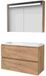 Basic Line Premium 46 Badkamermeubelset - 100 x 46 cm - Greeploos - 2 Lades - Acryl Wastafel - 1 Kraangat - Spiegelkast met LED Verlichting - Whisky Oak